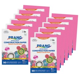 Prang® Construction Paper, Medium Weight, Hot Pink, 9" x 12", 50 Sheets Per Pack, 10 Packs