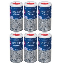 Spectra® Glitter, Silver, 4 oz. Per Jar, 6 Jars