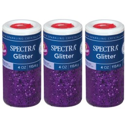 Spectra® Arts & Crafts Glitter, Purple, 4 oz, 1 Jar, Pack of 3