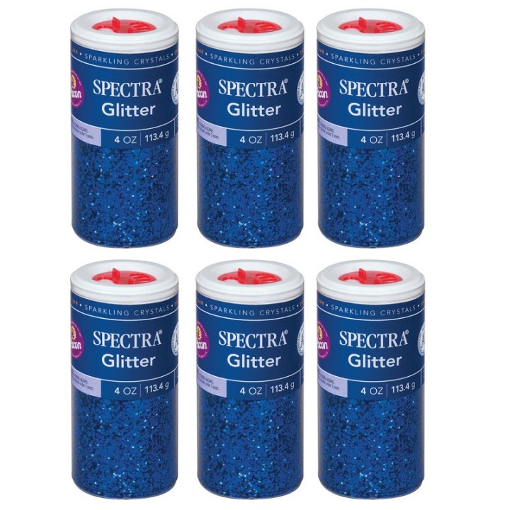 Spectra® Glitter, Blue, 4 oz. Per Jar, 6 Jars