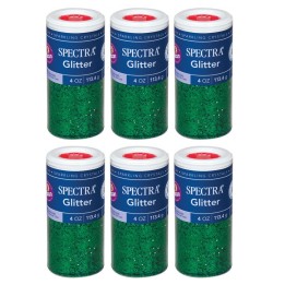 Spectra® Glitter, Green, 4 oz. Per Jar, 6 Jars