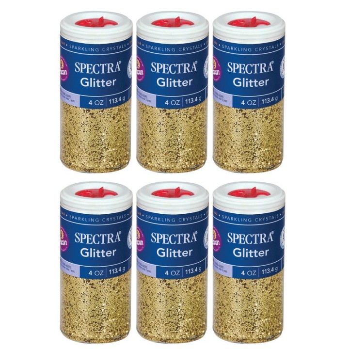 Spectra® Glitter, Gold, 4 oz. Per Jar, 6 Jars