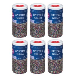 Spectra® Glitter, Multi-Color, 4 oz. Per Jar, 6 Jars