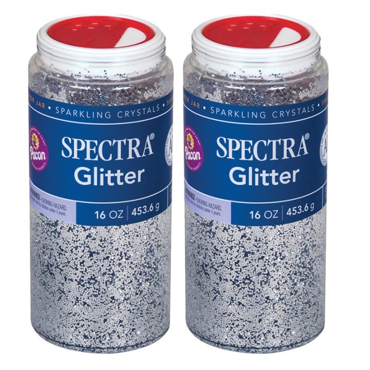 Spectra® Glitter, Silver, 1 lb. Per Jar, 2 Jars