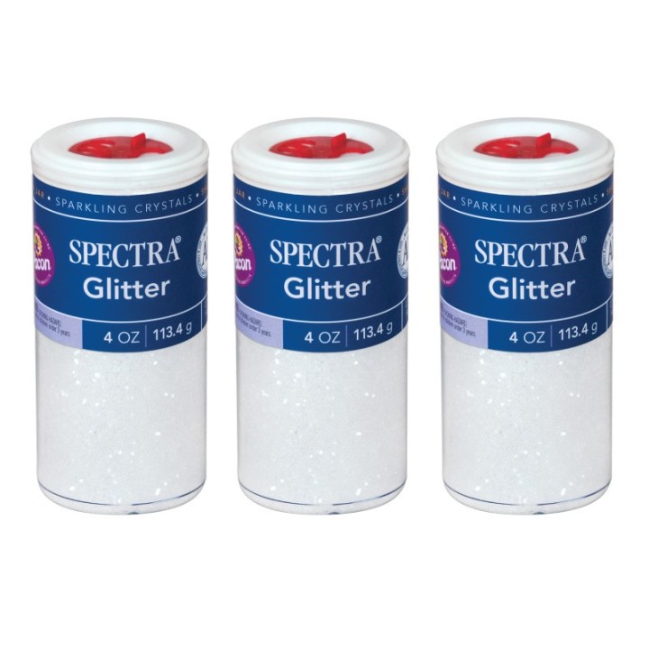 Spectra® Arts & Crafts Glitter, Clear, 4 oz, Pack of 3