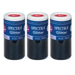 Spectra® Arts & Crafts Glitter, Black, 4 oz, 1 Jar, Pack of 3