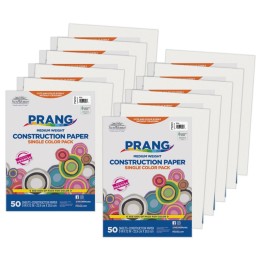 Prang® Construction Paper, Medium Weight, White, 9" x 12", 50 Sheets Per Pack, 10 Packs