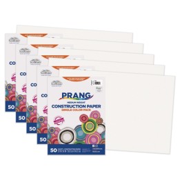 Prang® Construction Paper, Medium Weight, White, 12" x 18", 50 Sheets Per Pack, 5 Packs