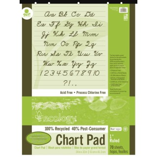 Ecology® Recycled Chart Pad, Cursive Cover, 1" Ruled, 24" x 32", 70 Sheets