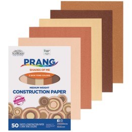 Prang® Shades of Me Construction Paper, Medium Weight, 5 Assorted Skin Tone Colors, 9" x 12", 50 Sheets