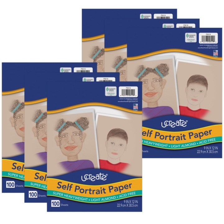 UCreate® Self Portrait Paper, Light Almond, 9" x 12", 100 Sheets Per Pack, 6 Packs