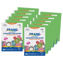 Prang® Construction Paper, Medium Weight, Bright Green, 9" x 12", 50 Sheets Per Pack, 10 Packs