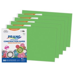 Prang® Construction Paper, Medium Weight, Bright Green, 12" x 18", 50 Sheets Per Pack, 5 Packs