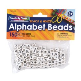 Creativity Street® Alphabet Beads, Black & White, 6 mm, 150 Count