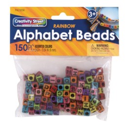 Creativity Street® Alphabet Beads, Assorted Rainbow Colors, 6 mm, 150 Count
