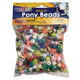 Creativity Street® Pony Beads, Assorted Metallic, 500 Pieces