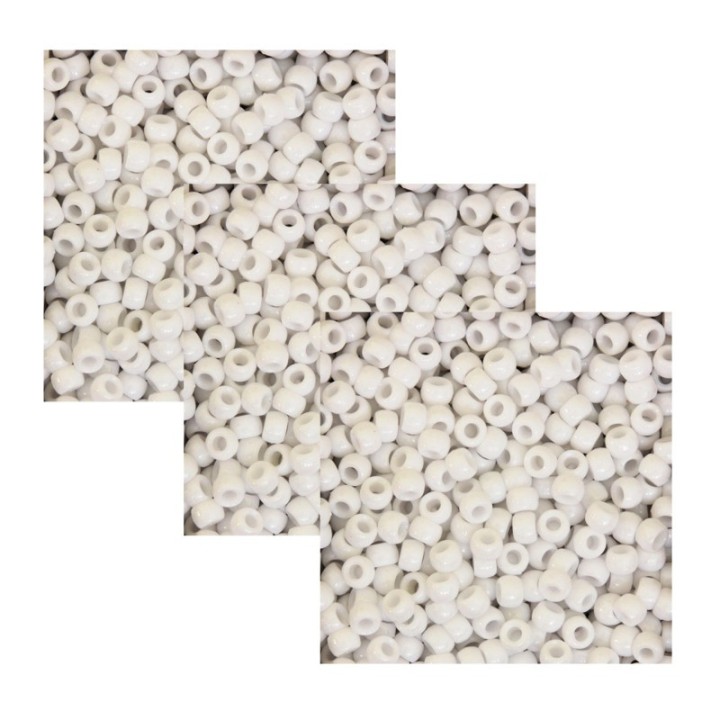Creativity Street® Pony Beads, White, 6 mm x 9 mm, 1000 Per Pack, 3 Packs