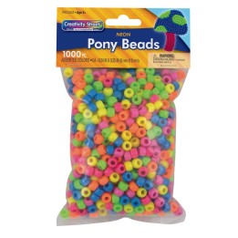 Creativity Street® Pony Beads, Assorted Neon, 6 mm x 9 mm, 1000 Pieces