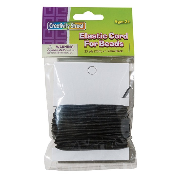 Creativity Street® Elastic Cord, Black, 1.2 mm x 25 Yards, 25 Yards