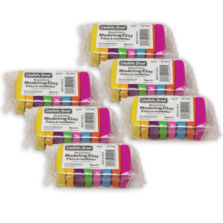 Creativity Street® Modeling Clay, 8 Neon Color Assortment, 8 Sticks/220 grams Per Pack, 6 Packs