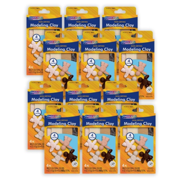 Creativity Street® Modeling Clay, 4 Multi-Cultural Assortment, 1 lb/4 Sticks Per Pack, 12 Packs