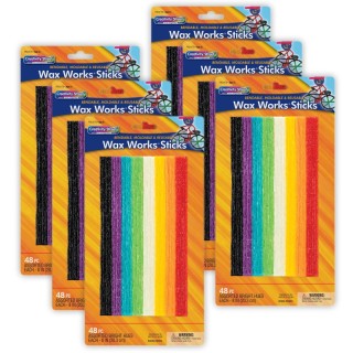 Creativity Street® Wax Works® Sticks, Assorted Bright Hues, 8", 48 Per Pack, 6 Packs