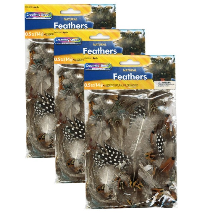 Creativity Street® Natural Feathers, Natural Assorted Colors, Assorted Sizes, 1/2 oz.