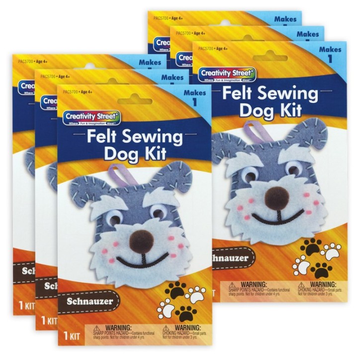Creativity Street® Felt Sewing Dog Kit, Schnauzer, 4.25" x 6.5" x 1", 6 Kits
