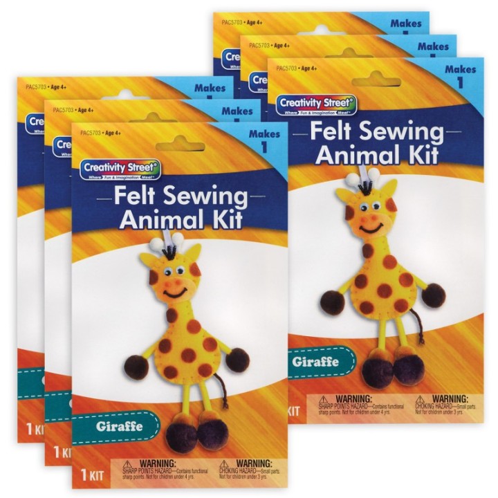 Creativity Street® Felt Sewing Animal Kit, Giraffe, 6" x 11" x 0.75", 6 Kits