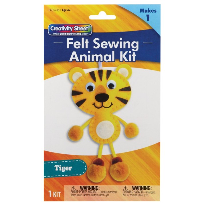 Creativity Street® Felt Sewing Animal Kit, Tiger, 4.25" x 10.75" x 0.75", 1 Kit