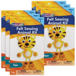 Creativity Street® Felt Sewing Animal Kit, Tiger, 4.25" x 10.75" x 0.75", 6 Kits
