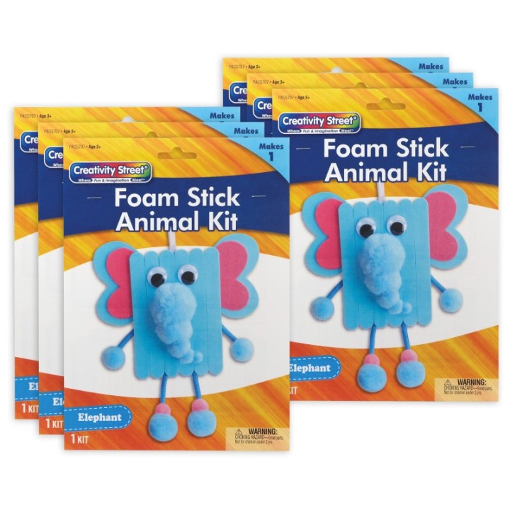 Creativity Street® Foam Stick Animal Kit, Elephant, 7.75" x 11" x 1.25", 6 Kits