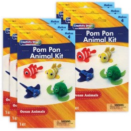 Creativity Street® Pom Pon Animal Kit, Ocean Animals, Assorted Sizes, 4 Animals Per Kit, 6 Kits