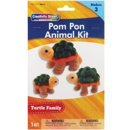 Creativity Street® Pom Pon Animal Kit, Turtle Family, Assorted Sizes, 1 Kit Makes 3 Animals