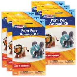 Creativity Street® Pom Pon Animal Kit, Lion & Elephant, Assorted Sizes, 2 Animals Per Kit, 6 Kits