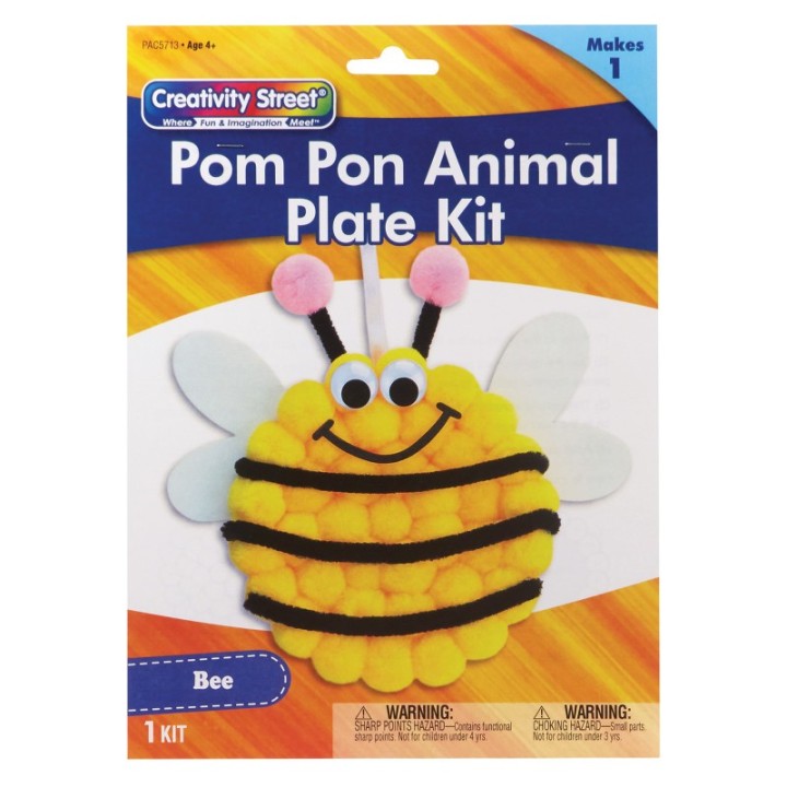 Creativity Street® Pom Pon Animal Plate Kit, Bee, 9" x 8.5" x 1", 1 Kit