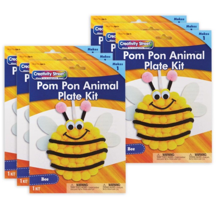 Creativity Street® Pom Pon Animal Plate Kit, Bee, 9" x 8.5" x 1", 6 Kits
