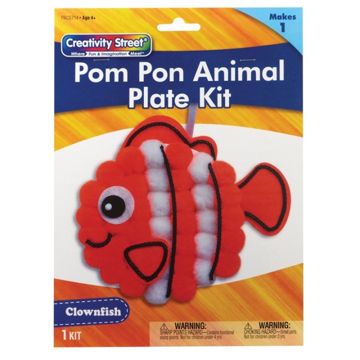 Creativity Street® Pom Pon Animal Plate Kit, Clownfish, 7.5" x 8" x 1", 1 Kit