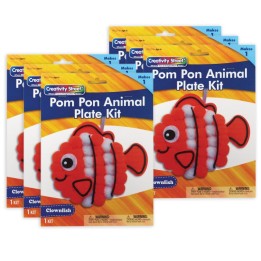 Creativity Street® Pom Pon Animal Plate Kit, Clownfish, 7.5" x 8" x 1", 6 Kits