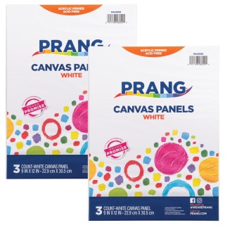 Prang® Canvas Panels, White, 9" x 12", 3 Per Pack, 2 Packs