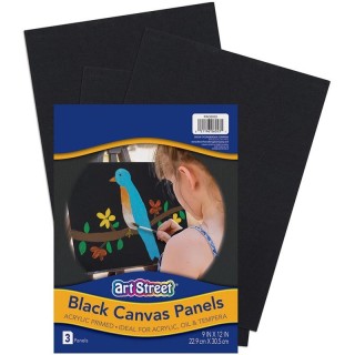 Prang® Canvas Panels, Black, 9" x 12", 3 Panels