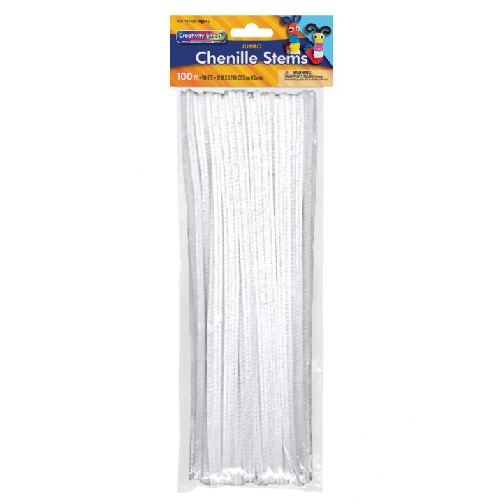 Creativity Street® Jumbo Stems, White, 12" x 6 mm, 100 Pieces