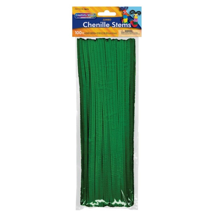 Creativity Street® Jumbo Stems, Dark Green, 12" x 6 mm, 100 Pieces