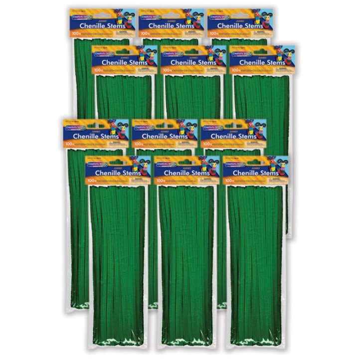 Creativity Street® Jumbo Stems, Dark Green, 12" x 6 mm, 100 Per Pack, 12 Packs