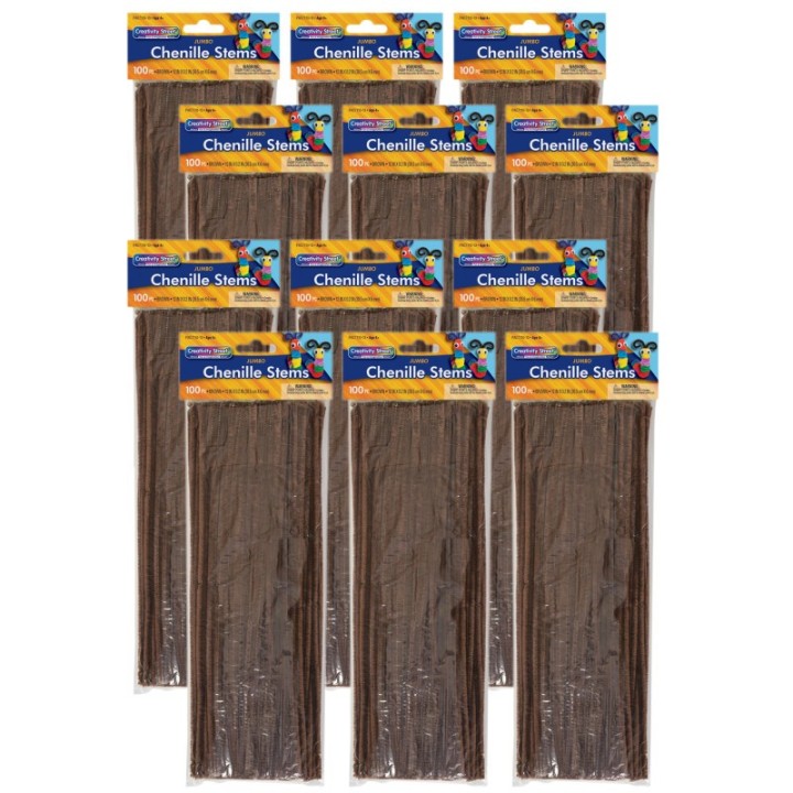 Creativity Street® Jumbo Stems, Brown, 12" x 6 mm, 100 Per Pack, 12 Packs