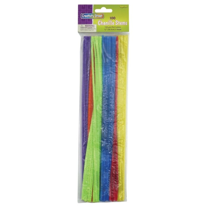 Creativity Street® Regular Stems, Assorted Hot Colors, 12" x 4 mm, 100 Pieces
