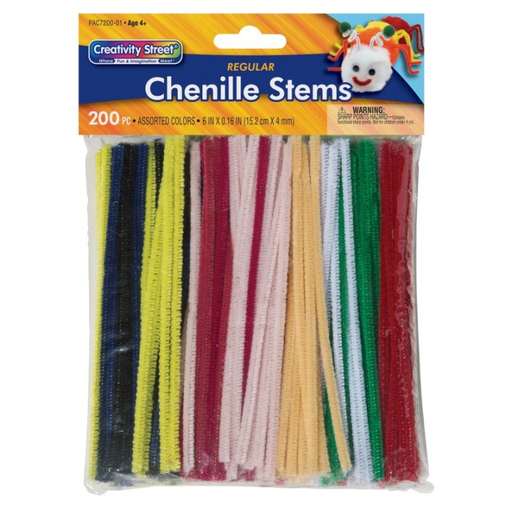 Creativity Street® Regular Stems, Assorted Colors, 6" x 4 mm, 200 Pieces