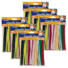 Creativity Street® Regular Stems, Assorted Colors, 6" x 4 mm, 200 Pieces Per Pack, 6 Packs