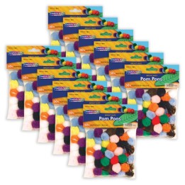 Creativity Street® Pom Pons, Bright Hues, 1", 50 Per Pack, 12 Packs