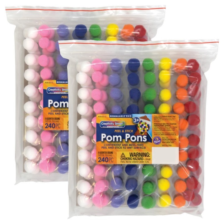 Creativity Street® Peel & Stick Poms, 240 Per Pack, 2 Packs